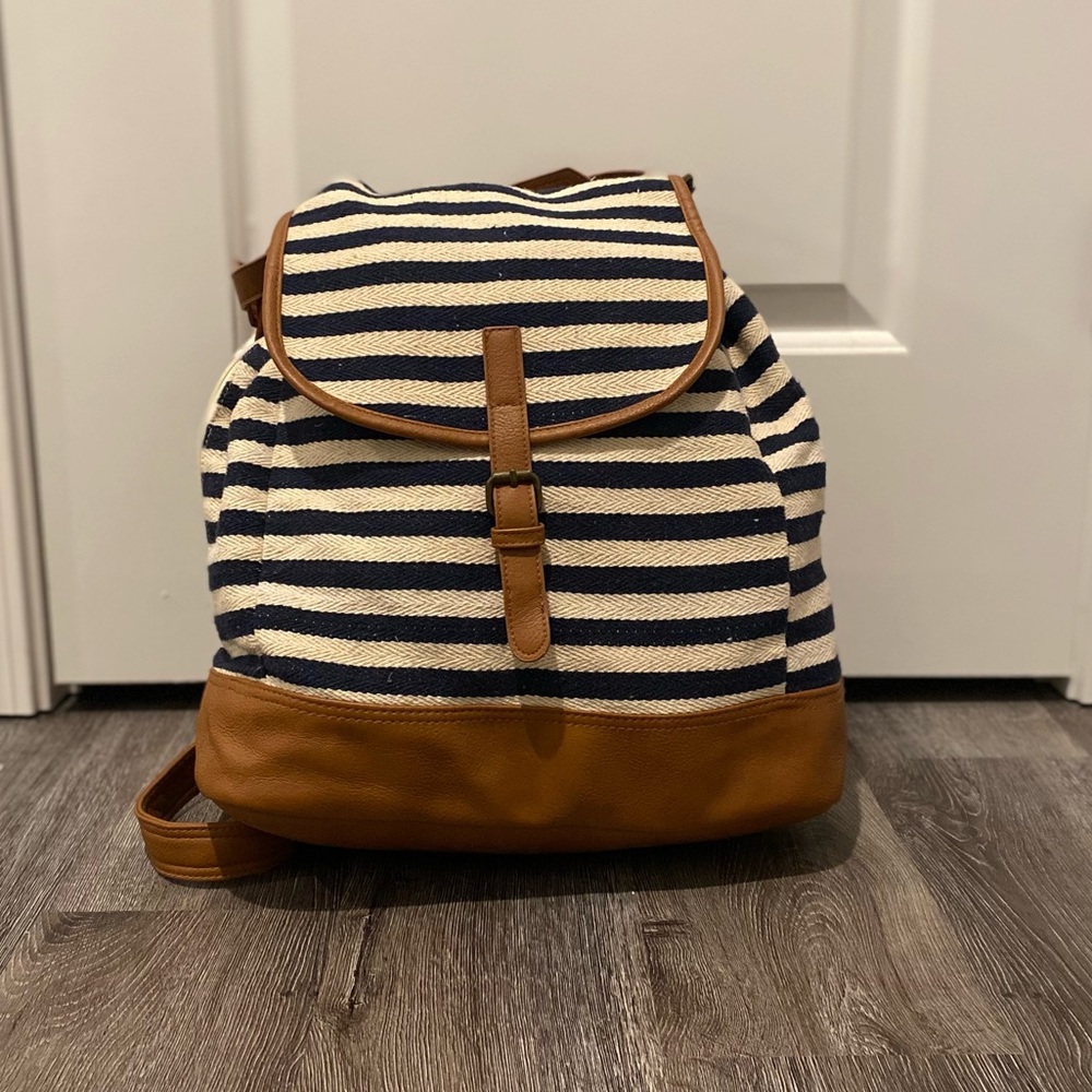 Madden Girl Navy & White Stripe Backpack